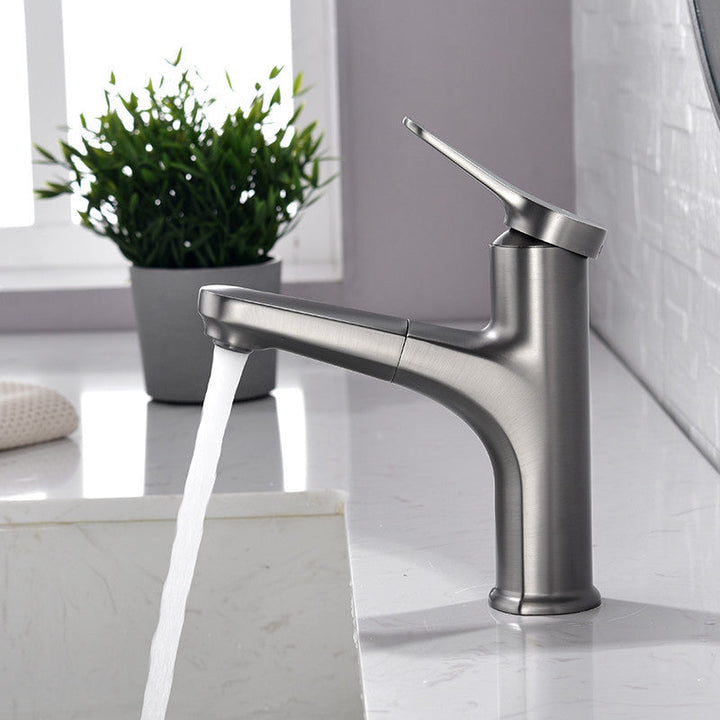 BowLift | Round Modern Sink Faucet with Pull-Out Single-Hole Basin Faucet