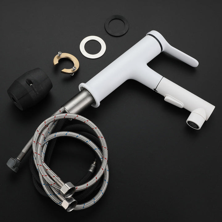 BowLift | Modern Extendable Sink Faucet Bathroom Faucet Brass 1 Handle Sink Faucet with Water Hose