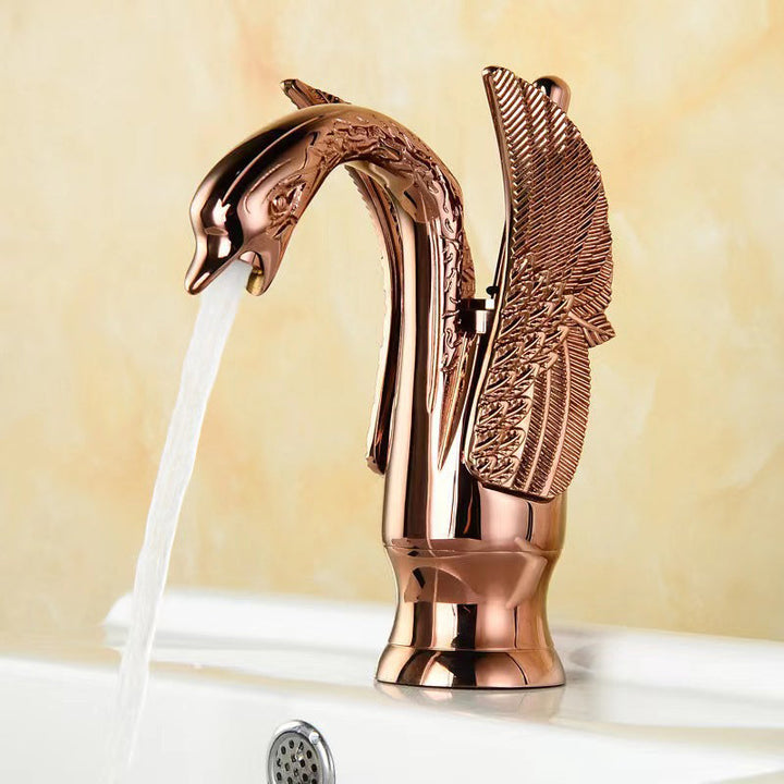 BowLift | Full brass bathroom sink faucet hot and cold water single handle sink faucet
