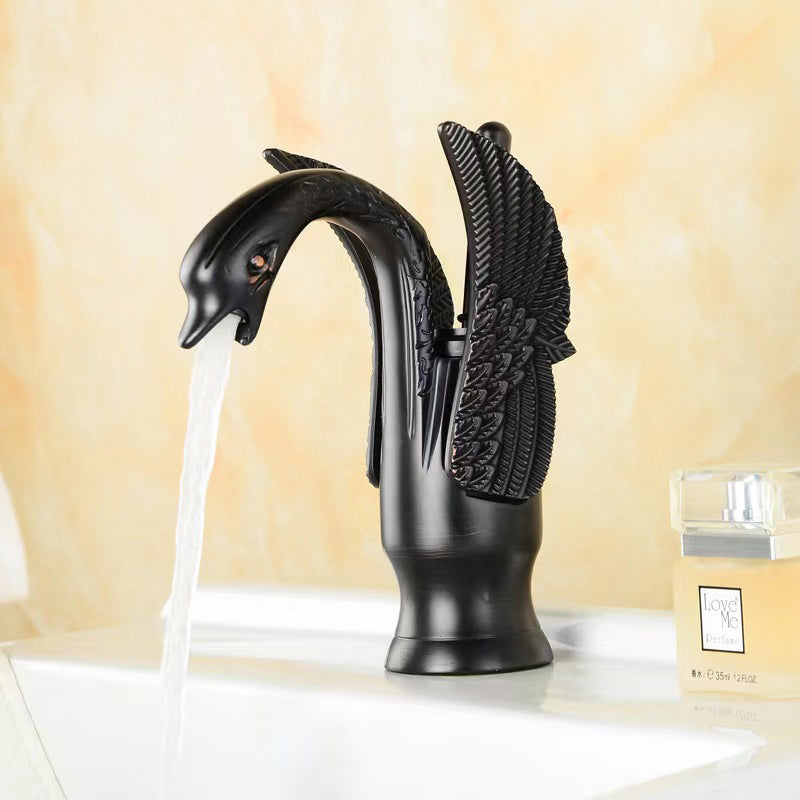 BowLift | Full brass bathroom sink faucet hot and cold water single lever sink faucet