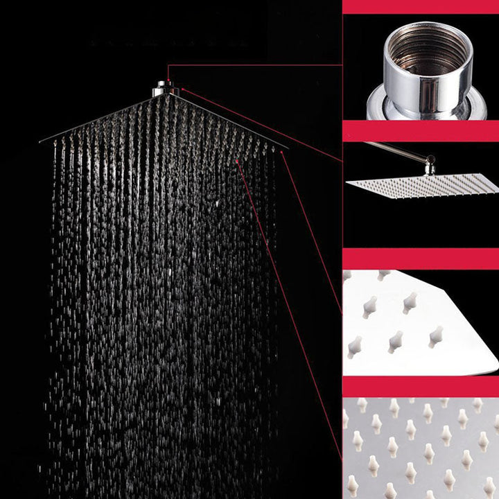 BowLift | Showerhead Square Wall-Mounted Rain Spray Stainless Steel Showerhead