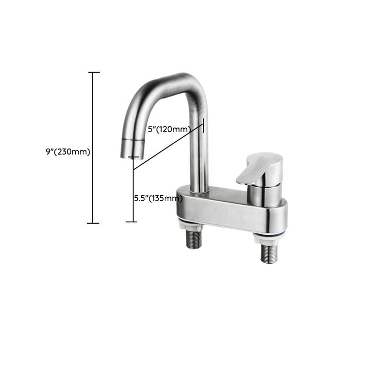 BowLift | 304 stainless steel center faucet bathroom single handle hot and cold sink faucet