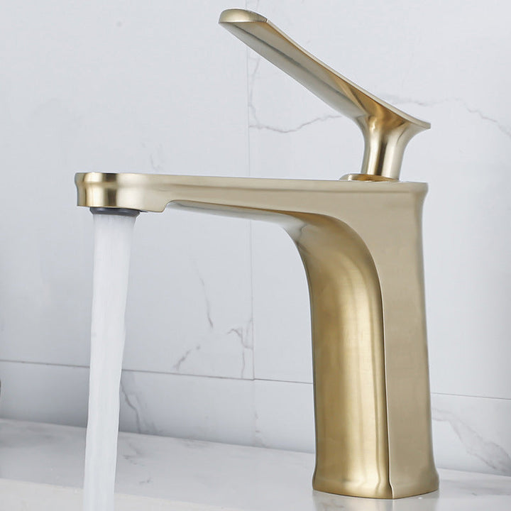 BowLift | 1 Handle Solid Copper Bathroom Sink Faucet Nordic Modern Vanity Faucet with Drain