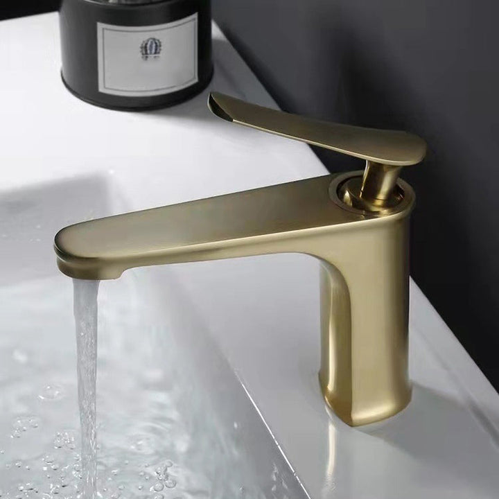 BowLift | 1 Handle Solid Copper Bathroom Sink Faucet Nordic Modern Vanity Faucet with Drain