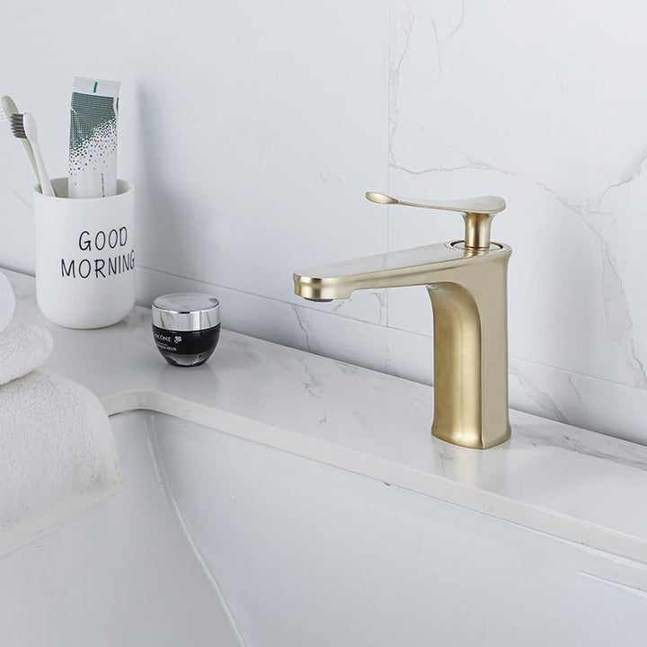 BowLift | 1 Handle Solid Copper Bathroom Sink Faucet Nordic Modern Vanity Faucet with Drain