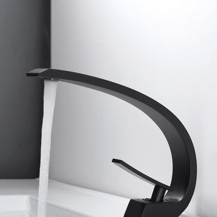 BowLift | Waterfall Spout Widespread Faucet Modern Lever Handles Faucet