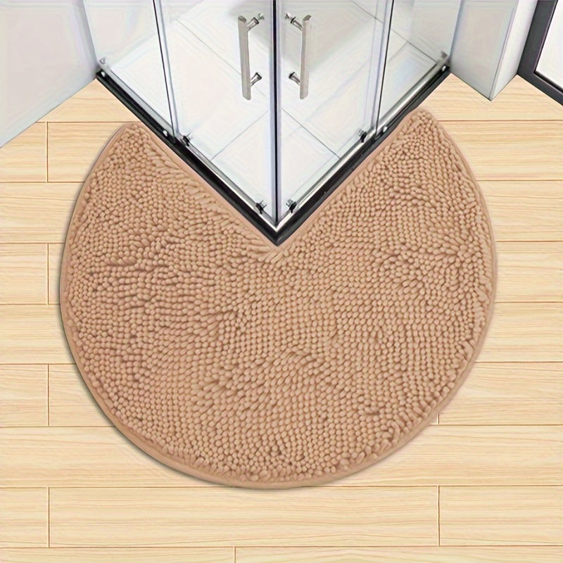 Round LuxeChen Bath Mat Ultra-Soft Chenille – Anti-Slip & Quick Dry | Bowlift