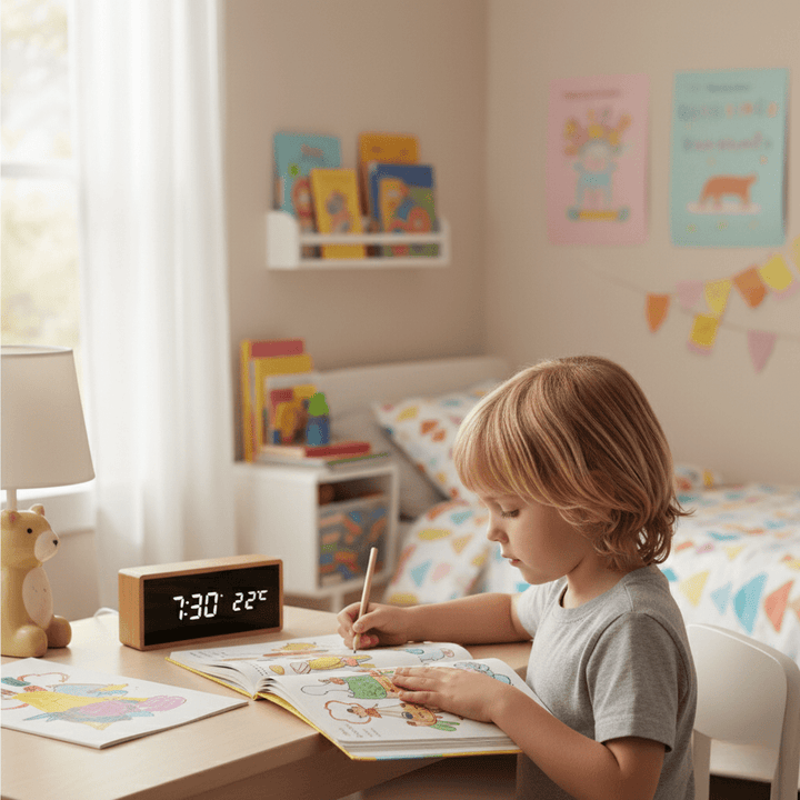 BowLift | Minimalist LED Bamboo Alarm Clock with Temperature Display