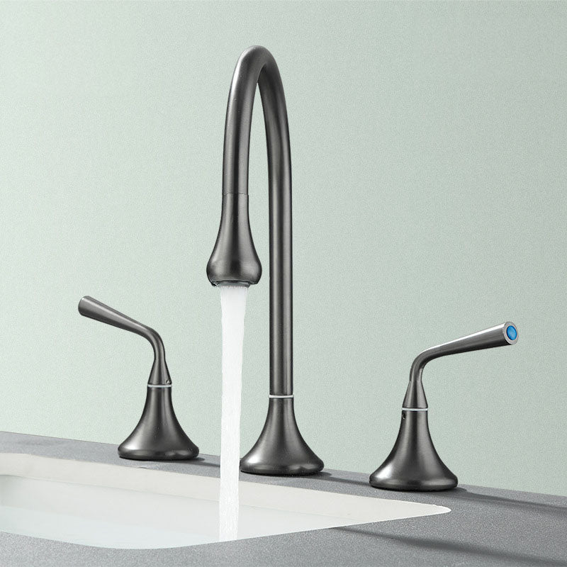 BowLift | Double Handle Tub Filler Deck Mounted High Arc Brass Modern Roman Tub Filler