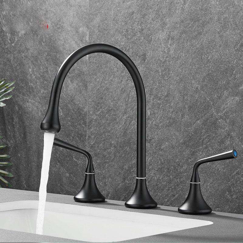 BowLift | Double Handle Tub Filler Deck Mounted High Arc Brass Modern Roman Tub Filler