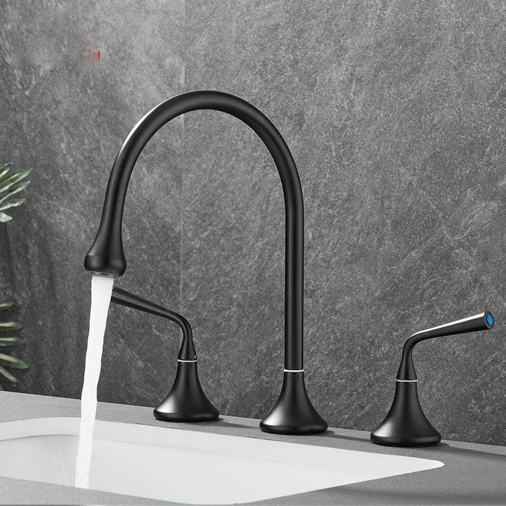 BowLift | Double Handle Tub Filler Deck Mounted High Arc Brass Modern Roman Tub Filler