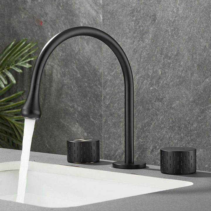 BowLift | Double Handle Tub Filler Deck Mounted High Arc Brass Modern Roman Tub Filler