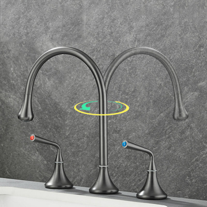 BowLift | Double Handle Tub Spout Deck Mounted High Arc Brass Modern Roman Tub Spout