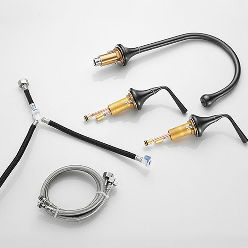 BowLift | Double Handle Tub Filler Deck Mounted High Arc Brass Modern Roman Tub Filler