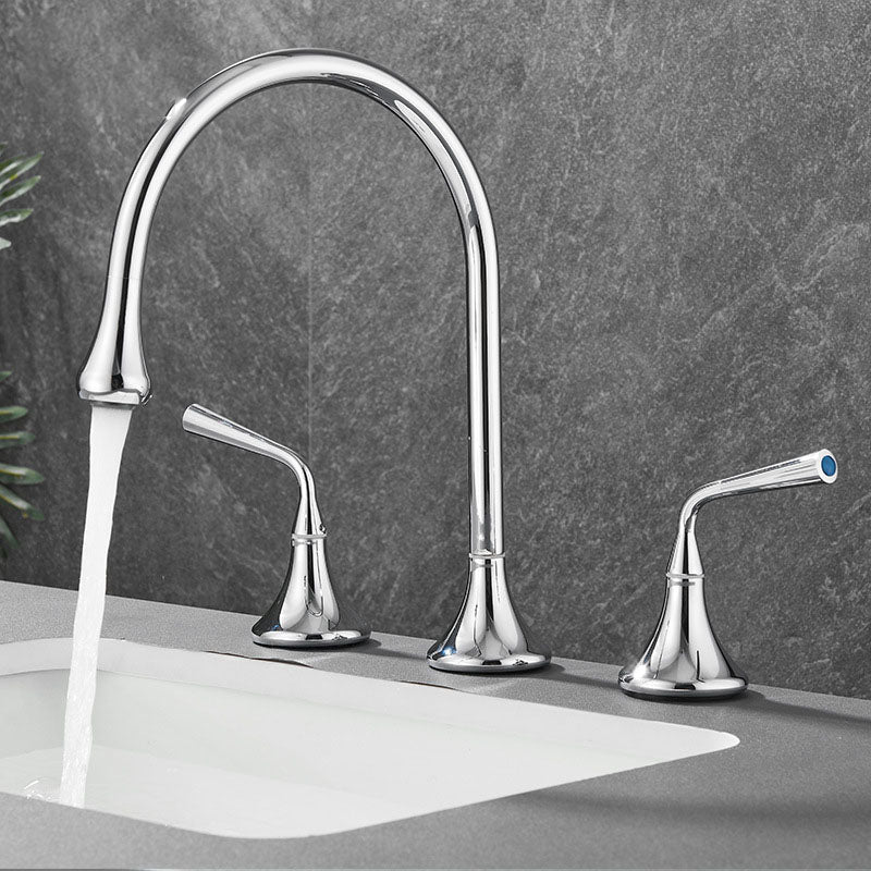 BowLift | Double Handle Tub Filler Deck Mounted High Arc Brass Modern Roman Tub Filler