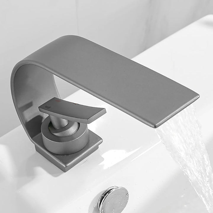 BowLift | Waterfall Spout Widespread Sink Faucet Modern Metal Widespread Sink Faucet