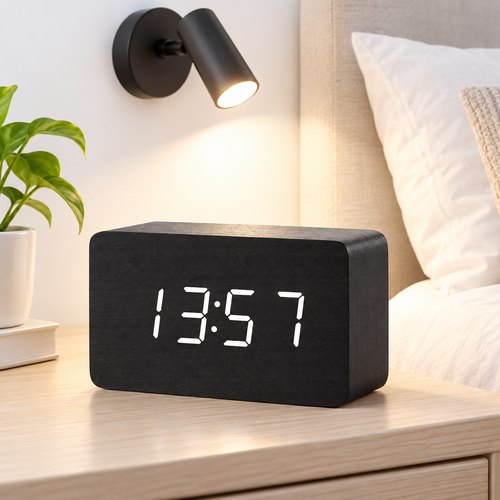 Minimalist LED Wooden Alarm Clock Bowlift
