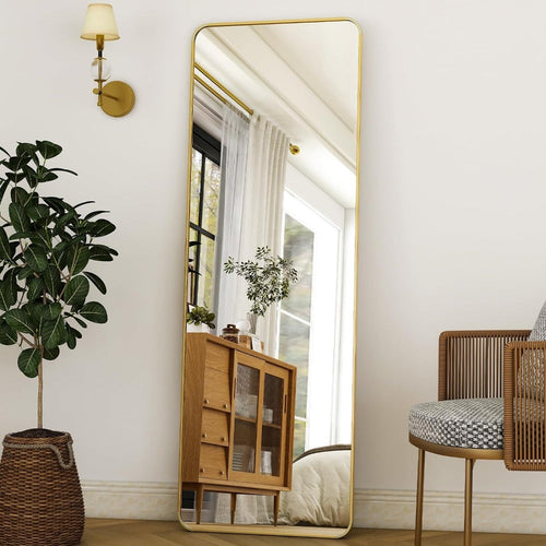 BowLift | Elegant Gold Aluminum Frame Full Length Mirror with Stand