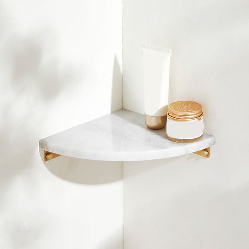 BowLift | marble bathroom shelf brass bathroom accessory
