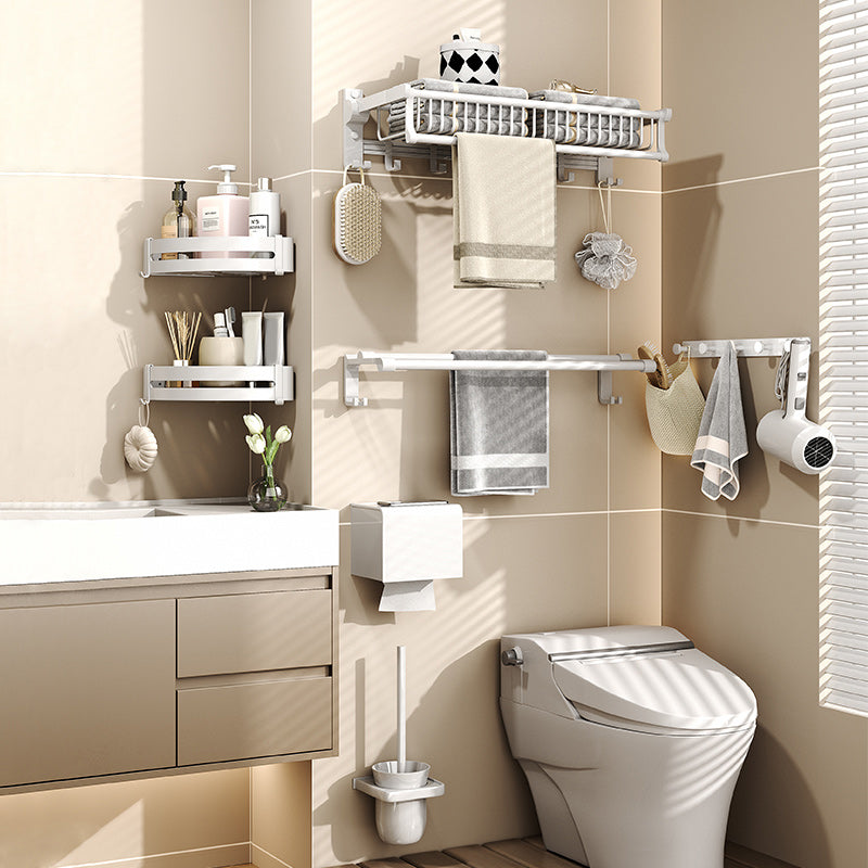 BowLift | Modern style bathroom accessory set with bath shelf/towel holder/toilet brush in white
