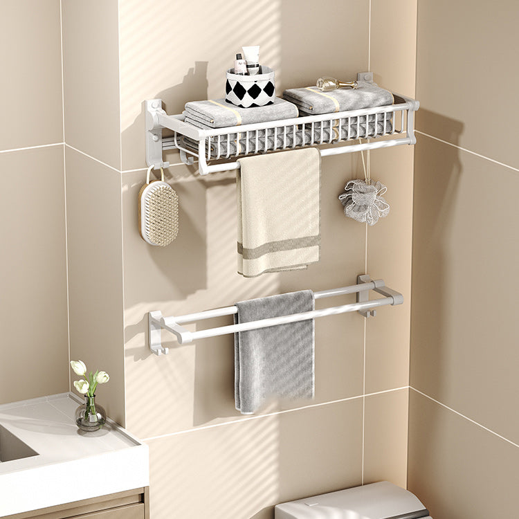 BowLift | Modern style bathroom accessory set with bathroom shelf/towel rack/toilet brush in white