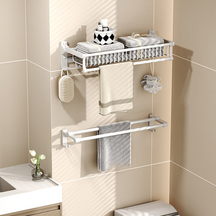 BowLift | Modern style bathroom accessory set with bath shelf/towel holder/toilet brush in white