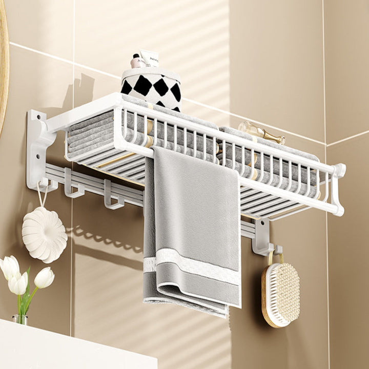 BowLift | Modern style bathroom accessory set with bath shelf/towel holder/toilet brush in white