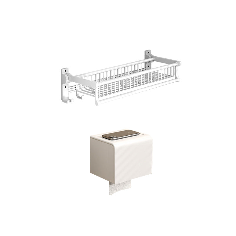 BowLift | Modern style bathroom accessory set with bath shelf/towel holder/toilet brush in white