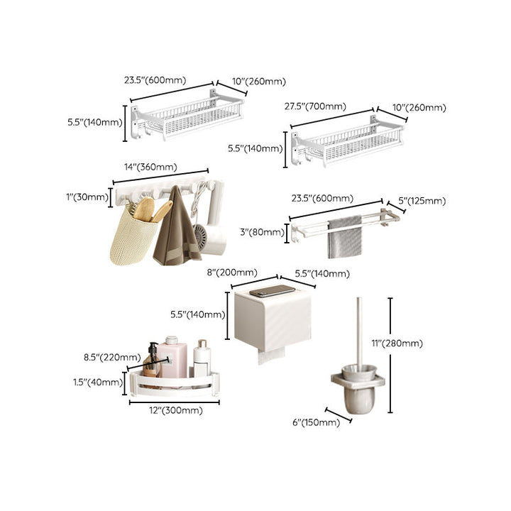BowLift | Modern style bathroom accessory set with bathroom shelf/towel rack/toilet brush in white
