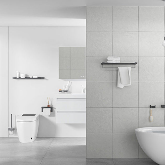 BowLift | Gray contemporary bathroom accessory set Brushed gray bath shelf/toilet paper holder/towel bar