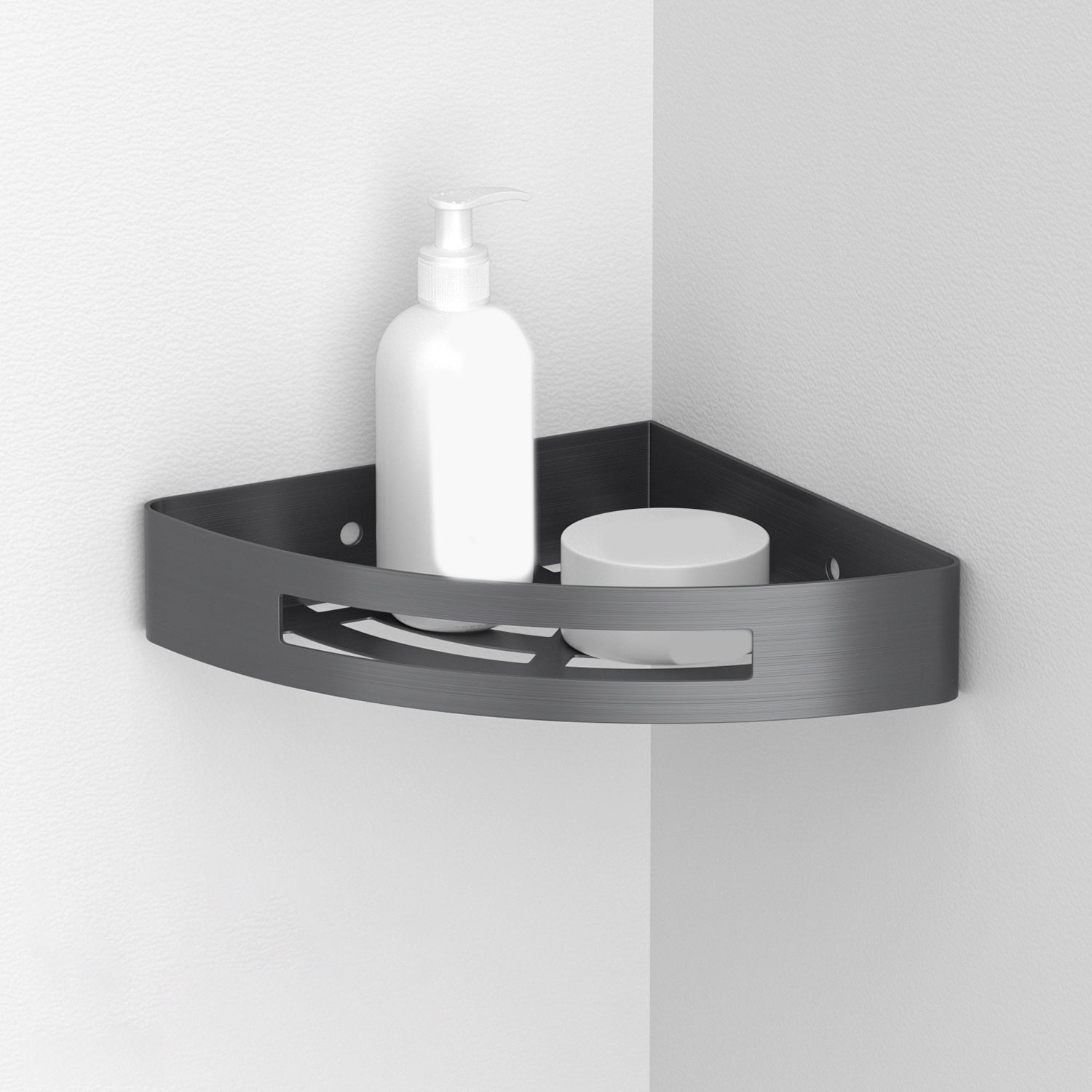 BowLift | Gray contemporary bathroom accessory set Brushed gray bath shelf/toilet paper holder/towel bar