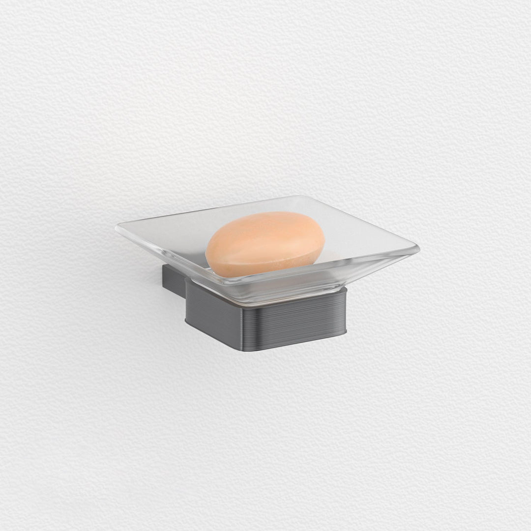 BowLift | Gray contemporary bathroom accessory set Brushed gray bath shelf/toilet paper holder/towel bar