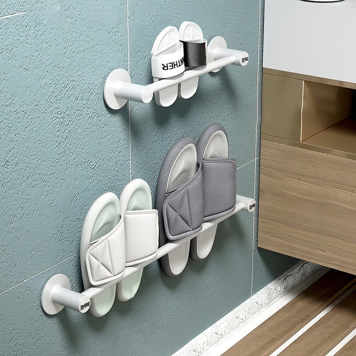 BowLift | 2-piece modern bathroom accessory set metal slipper rack/towel bar