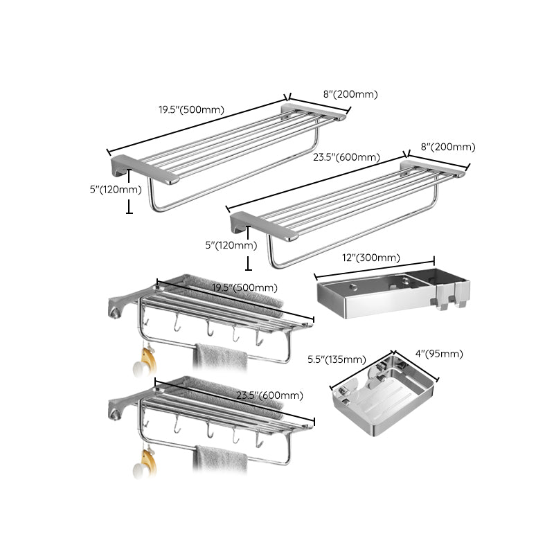BowLift | Silver Bathroom Accessories Hardware Set Modern Bathroom Accessories Kit