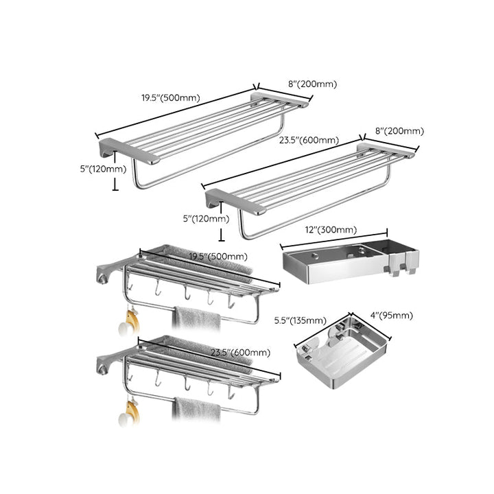 BowLift | Silver Bathroom Accessories Hardware Set Modern Bathroom Accessories Kit