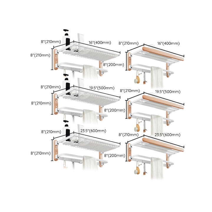 BowLift | White 7-piece bathroom accessory set wood and metal bath set