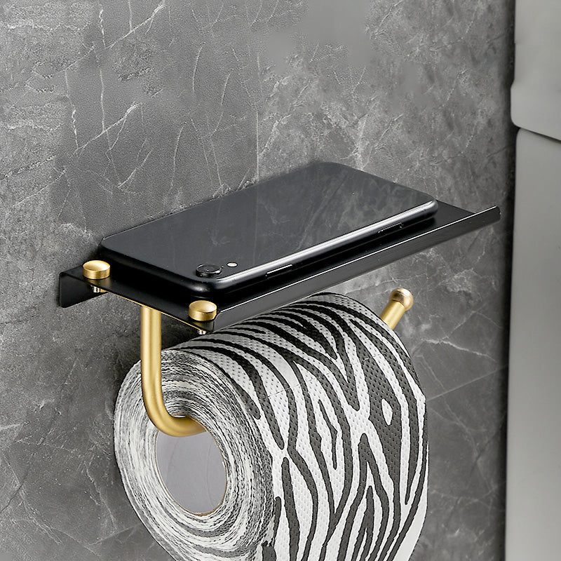 BowLift | 5-piece modern bathroom accessory set made of black brass bathroom hardware