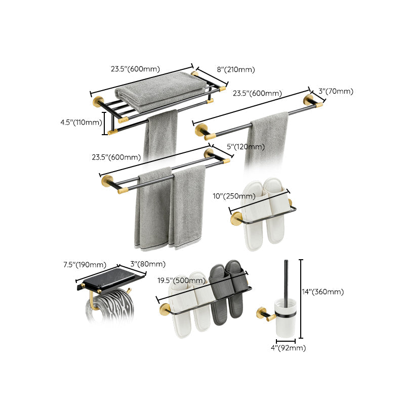 BowLift | 5-piece modern bathroom accessory set made of black brass bathroom hardware