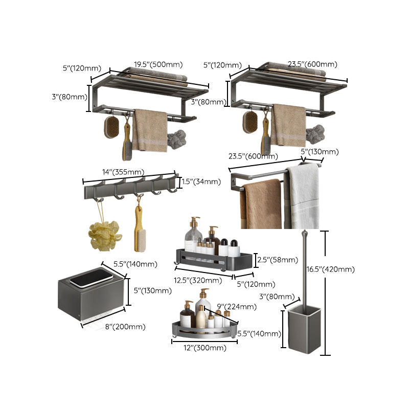 BowLift | Modern Bathroom Accessories Set Gray Bathroom Accessories Hardware Set