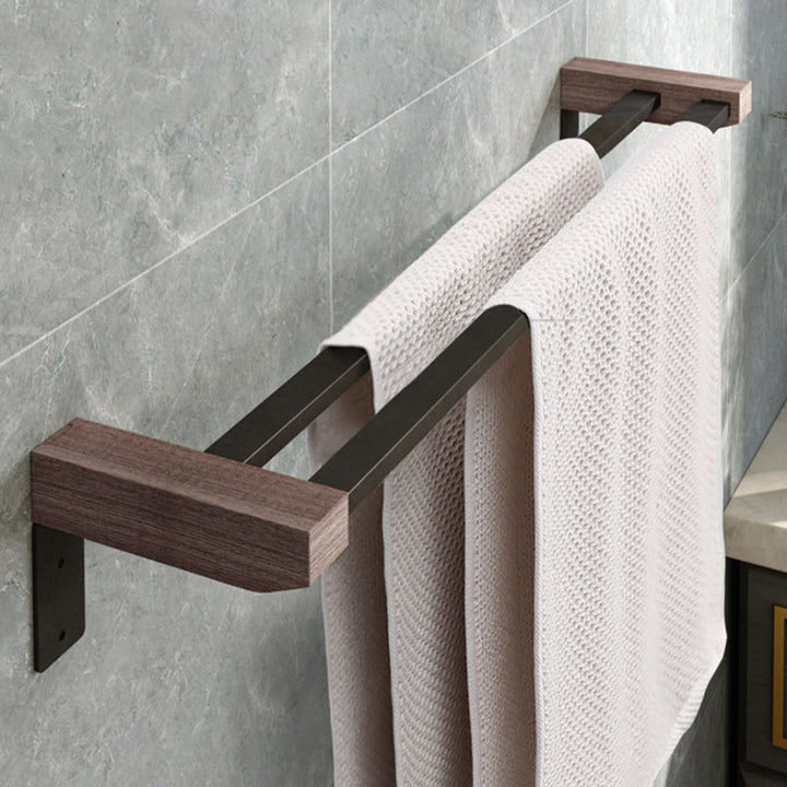 BowLift | 7-piece bathroom accessory set metal bath set with wood accents