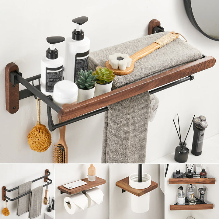 BowLift | Solid Wood Bathroom Accessories Set Folding Metal Bathroom Accessories