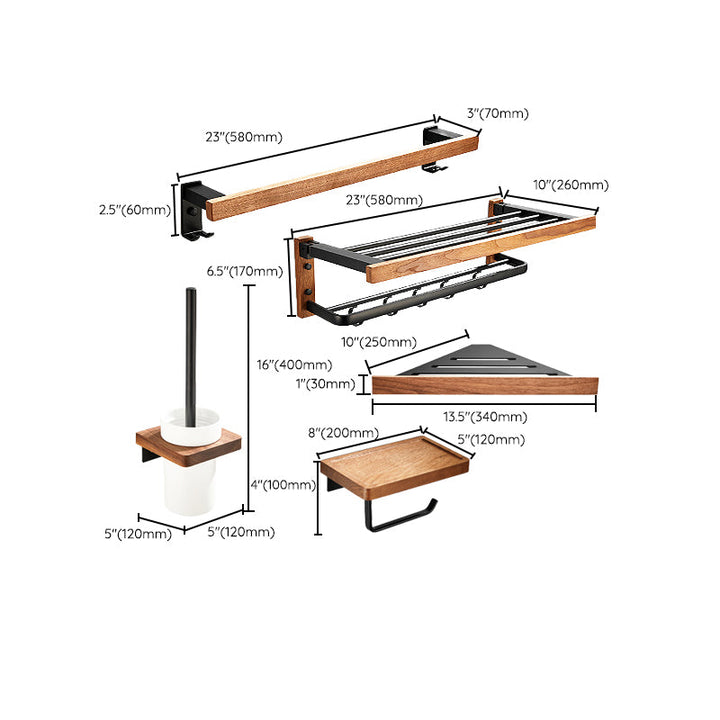 BowLift | 7-piece toilet accessory set made of solid wood and metal