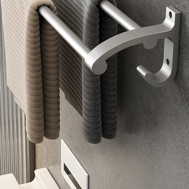 BowLift | Contemporary Silver Metal Bathroom Fittings Set with Triangle Bathroom Shelf