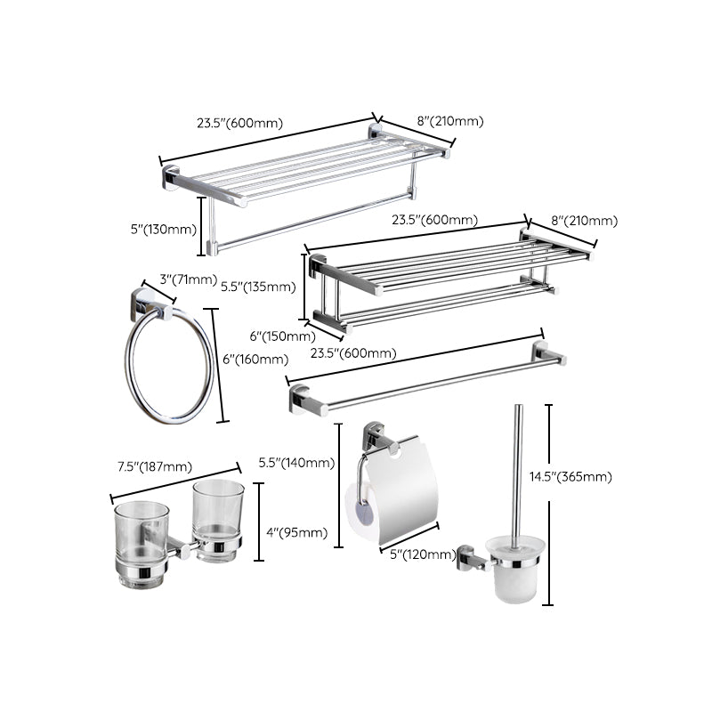 BowLift | Contemporary Bathroom Accessories Hardware Set in Silver Metal