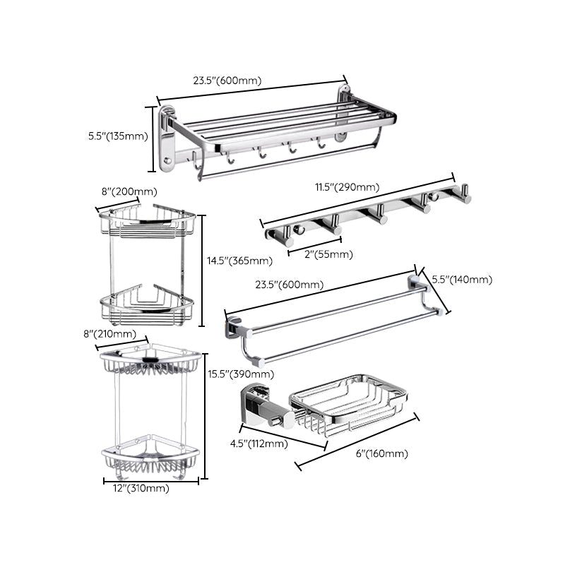 BowLift | Contemporary Bathroom Accessories Hardware Set made of silver metal