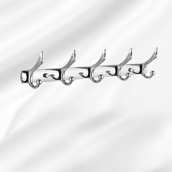 BowLift | Contemporary silver bathroom set with bathroom shelf and towel rail