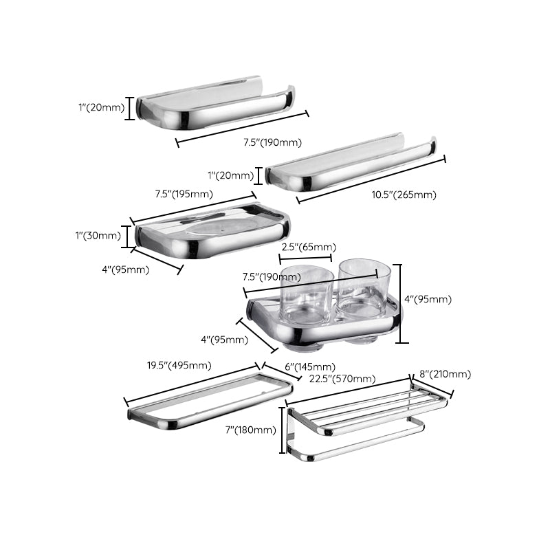 BowLift | Contemporary silver bathroom set with bathroom shelf and towel rail