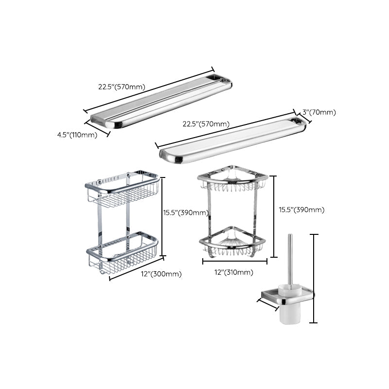 BowLift | Contemporary silver bathroom set with bathroom shelf and towel rail