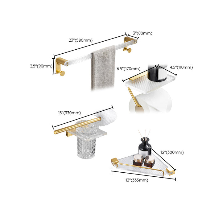 BowLift | Bathroom Accessories Set in Gold Metal and Acrylic Bathroom Accessories Set