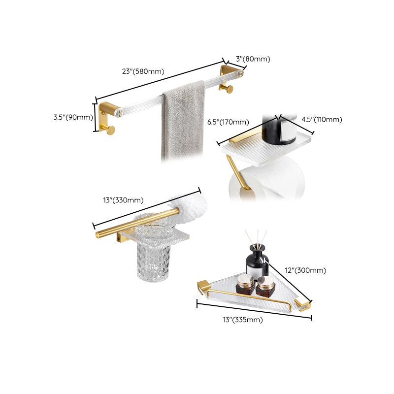 BowLift | Bathroom Accessories Set in Gold Metal and Acrylic Bathroom Accessories Set